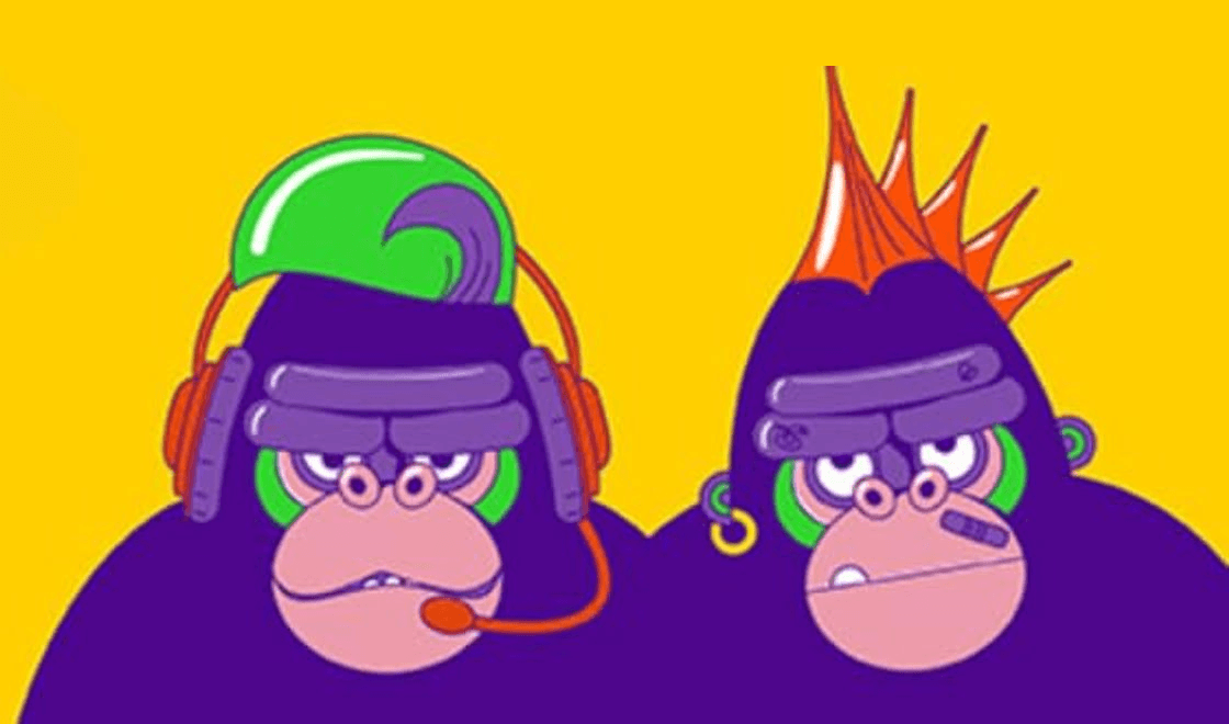 Two Moco de Gorila gorillas with gelled hair